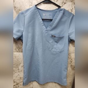 Figs Womans Xxs Short Sleeve V-Neck Scrub Top in Light Blue